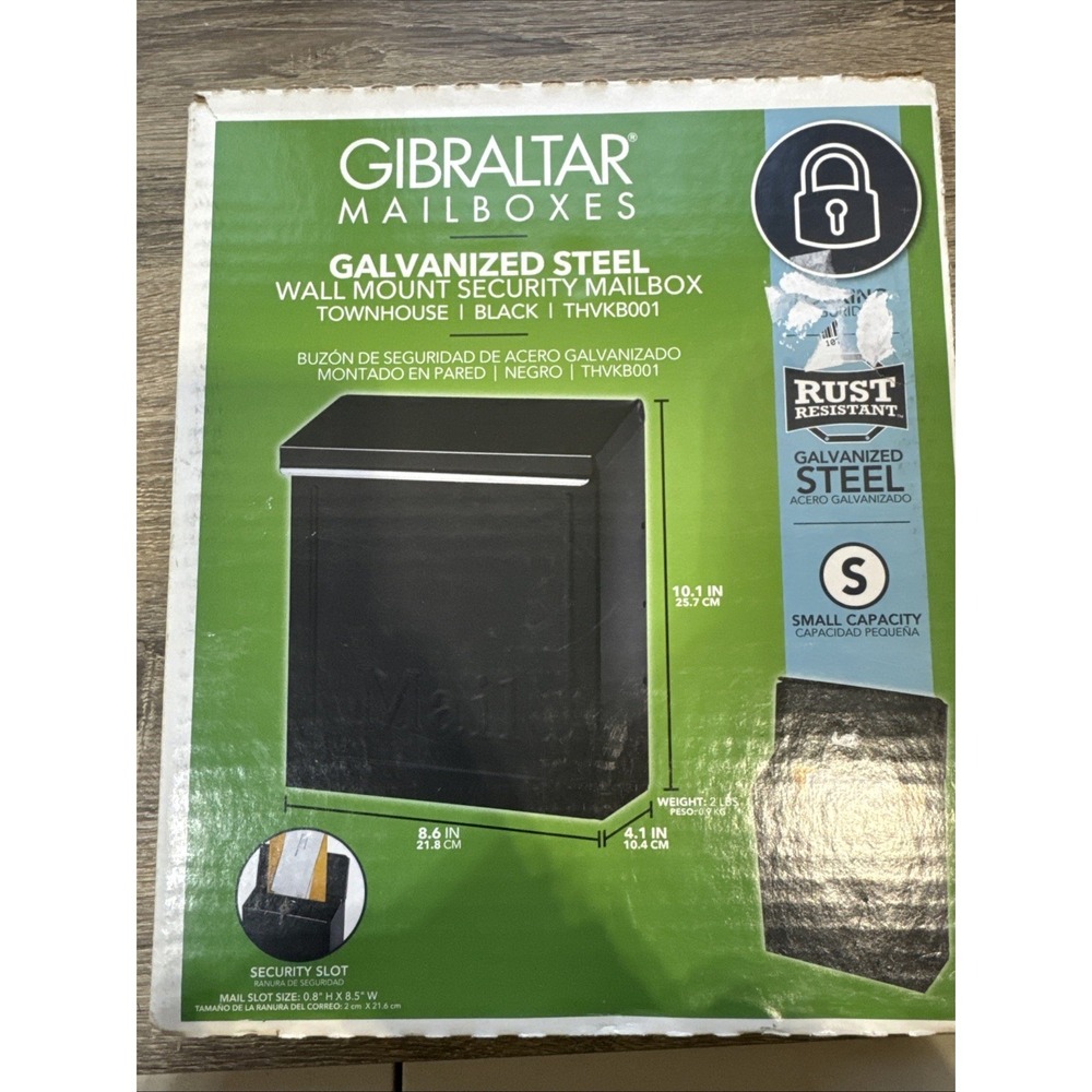 New Gibraltar THVKB001 Black Townhouse Wall Mount Locking Mailbox